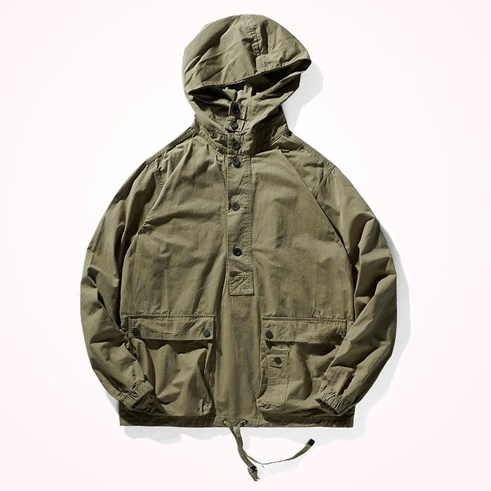 Retro Workwear Hooded Wind Coat