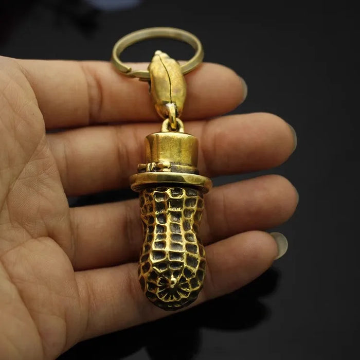 Brass Peanut Pendant Keychain