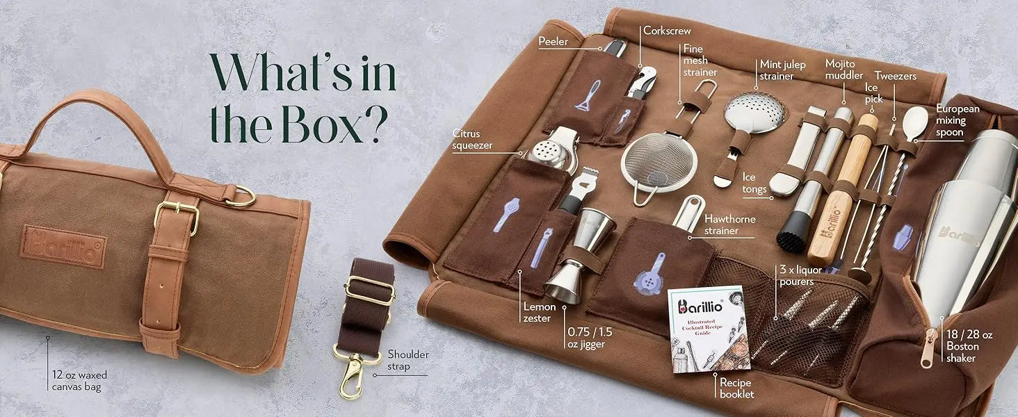 Waxed Canvas Bartender Bag and Tools